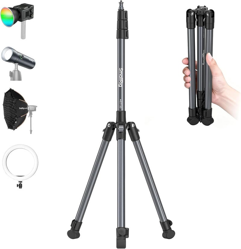 SMALLRIG 74.8"/ 6.23 ft Adjustable Light Stand Photography, Max Load 8.8 lb, Compact Lighting Tripod Stand for Softbox, Flashlights, Ring Light, LED Video Lights, COB Light, Folded Size 16.5" - 5475 - Image 1